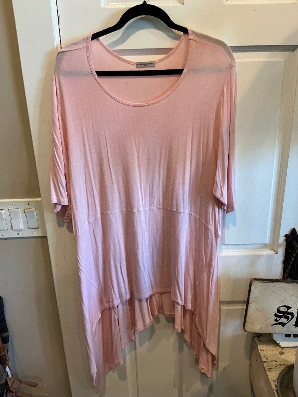 Cha Cha Vente stretchy tunic in blush pink!  Plus size 3x